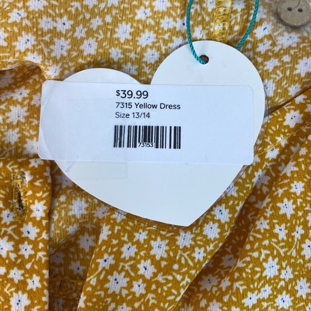 Hayden Girls Mustard Yellow Floral Print Tiered Mini Dress Size XL 13/14 NWT - Picture 9 of 9